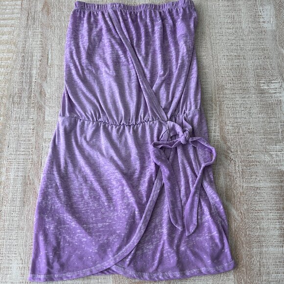 BECCA Beach Wrap Drape Cover-Up Strapless Mini Dress Purple size Large - Picture 3 of 9